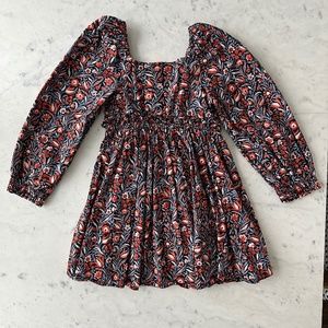 J. Crew Long-Sleeve Ruffle-Waist Floral Dress